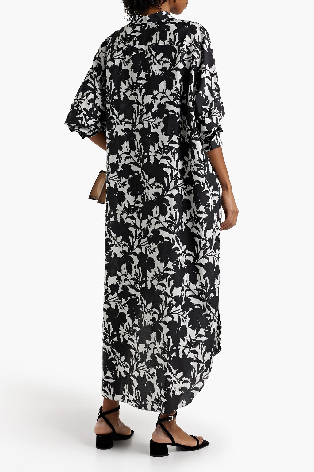 ADAM LIPPES Printed cotton and silk-blend midi dress