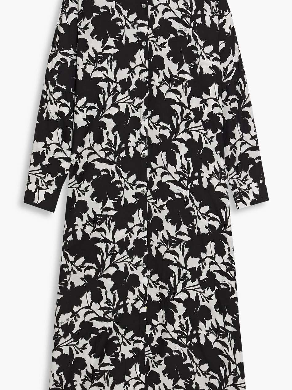 printed cotton and silk-blend midi dress