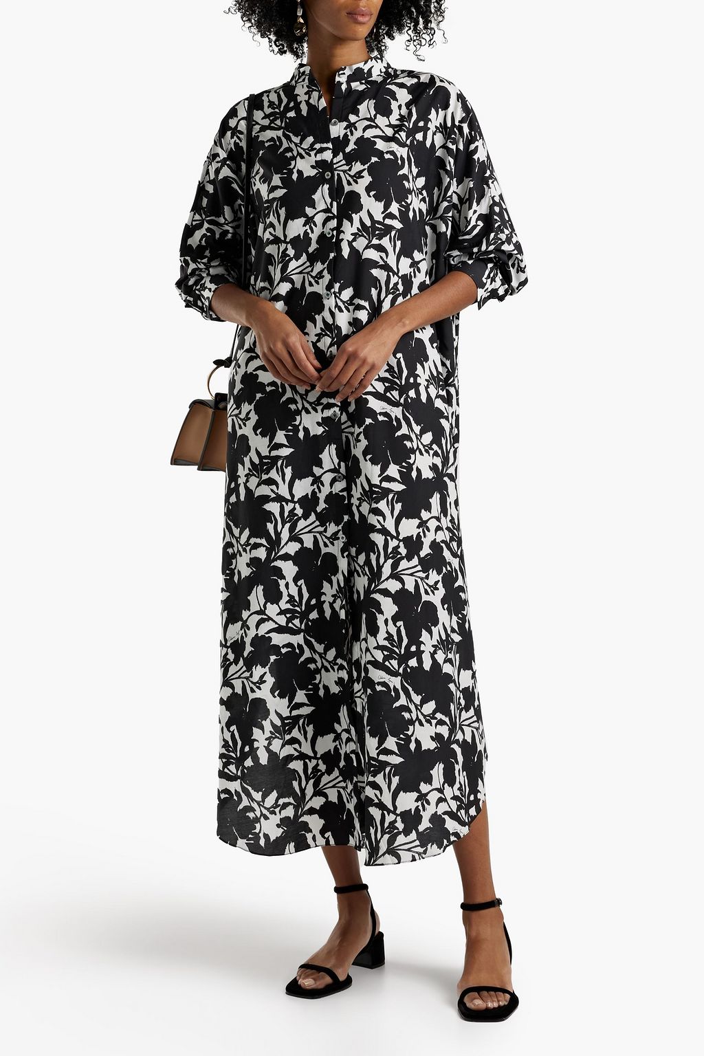 ADAM LIPPES Printed cotton and silk-blend midi dress