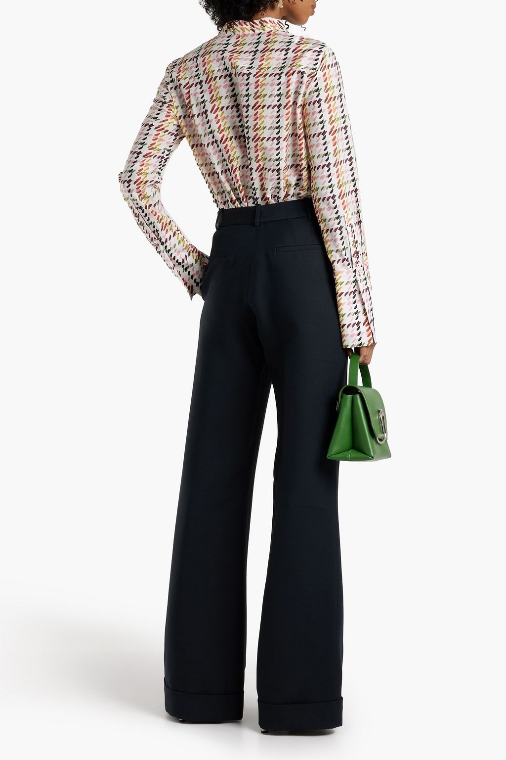ADAM LIPPES Wool and silk-blend twill wide-leg pants