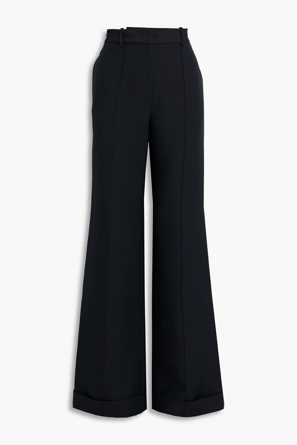 Adam Lippes Deeda Wool And Silk-blend Twill Wide-leg Pants In Midnight Blue