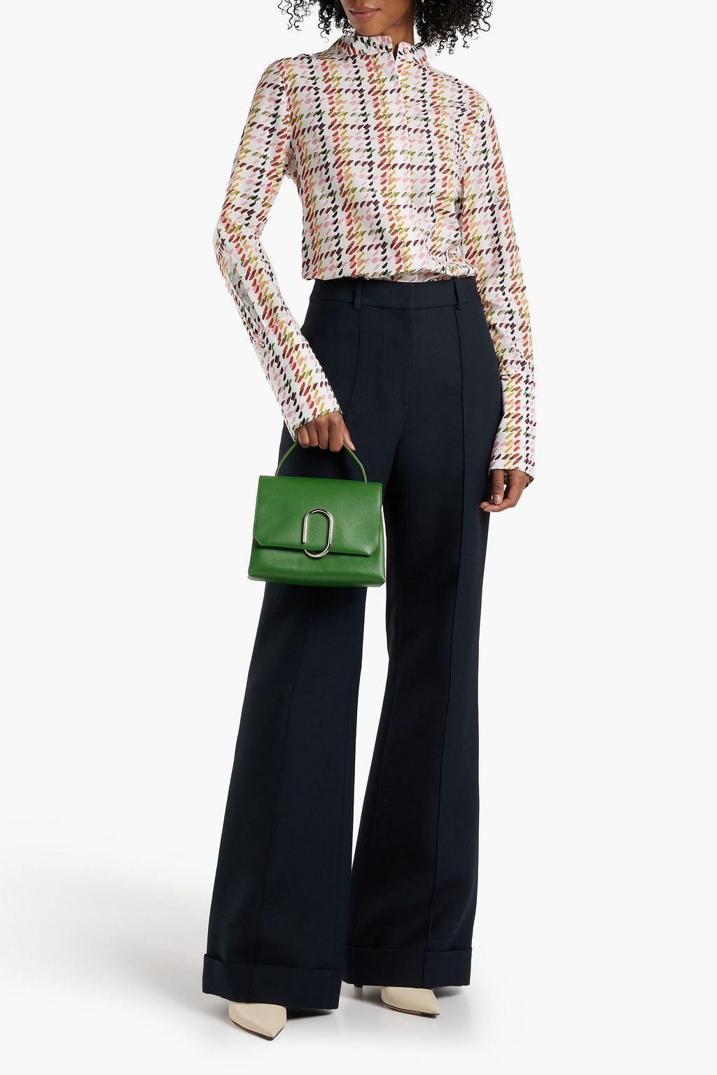 ADAM LIPPES Wool and silk-blend twill wide-leg pants