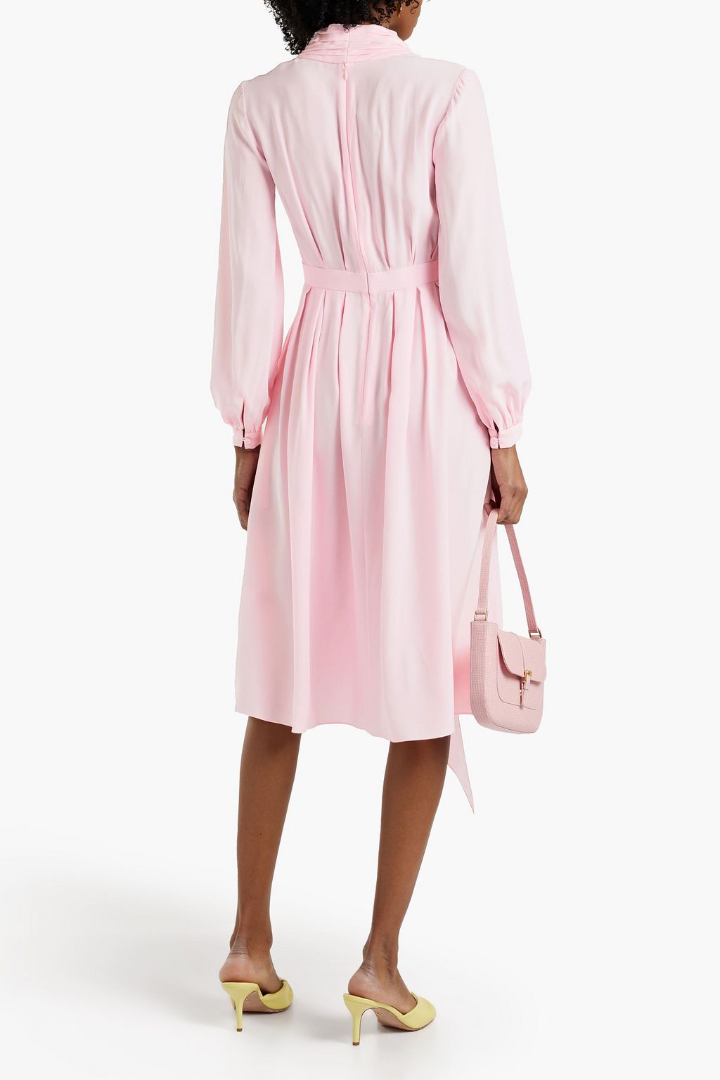 ADAM LIPPES Pleated draped silk-crepe dress