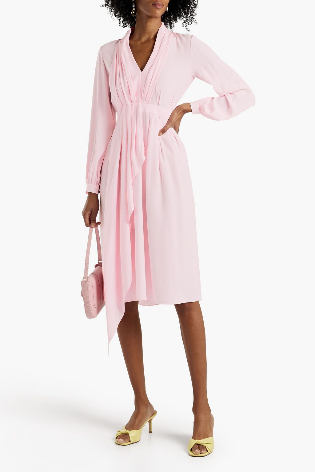 ADAM LIPPES Pleated draped silk-crepe dress
