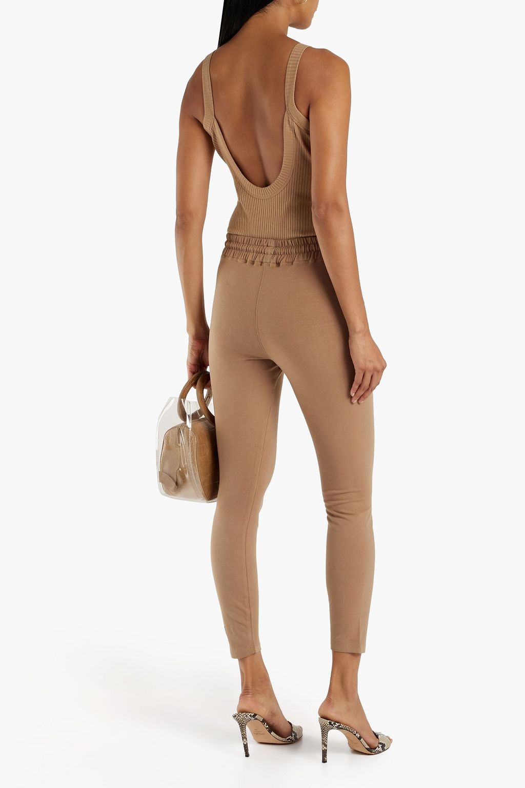GOOD AMERICAN Cropped stretch-cotton jersey leggings