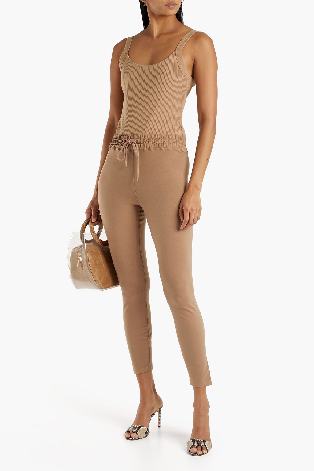 GOOD AMERICAN Cropped stretch-cotton jersey leggings