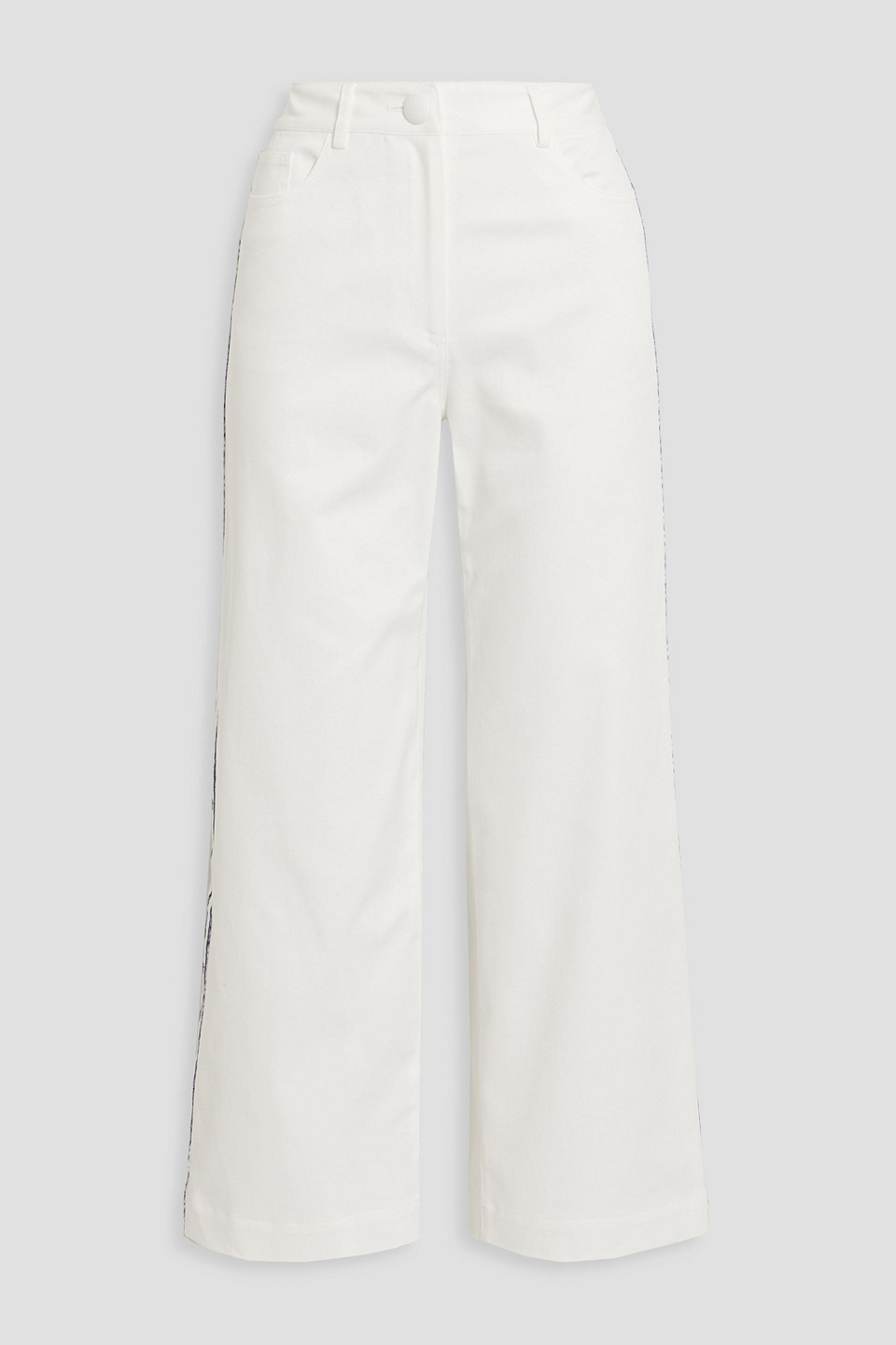 Adam Lippes Cropped printed high-rise straight-leg jeans