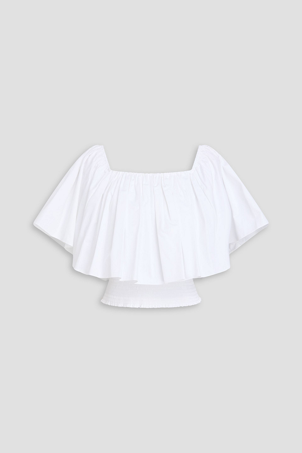 adam lippes - off-the-shoulder ruffled cotton-poplin top - white - s