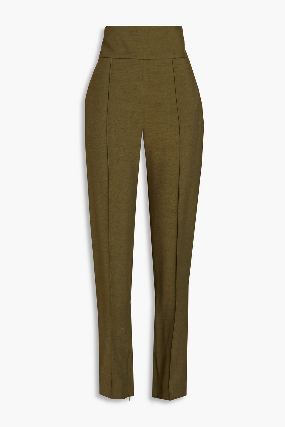 Alexandre Vauthier Slub Woven Slim-leg Trousers In Green