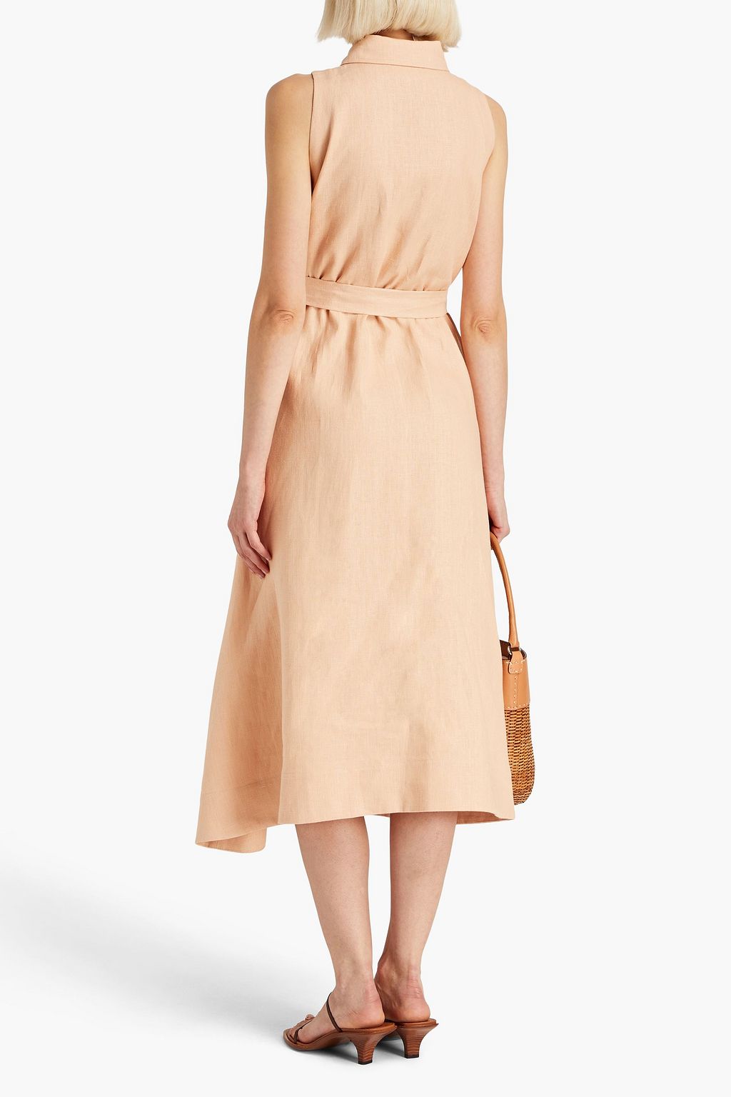 LISA MARIE FERNANDEZ Alison belted linen-gauze midi shirt dress