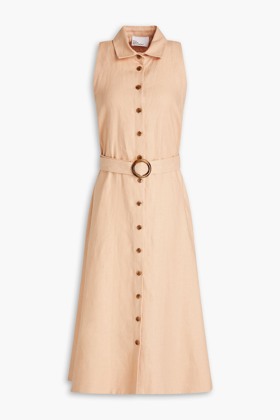 Lisa Marie Fernandez Alison Belted Linen-gauze Midi Shirt Dress In Neutral