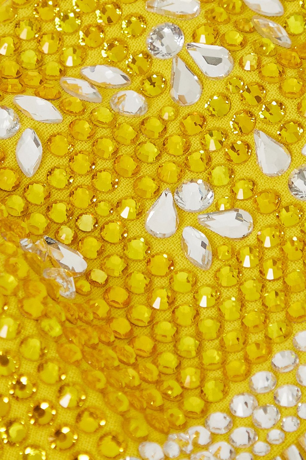 AREA بلوزة قصيرة ومكشوفة الظهر من مزيج القطن مزركشة بالكريستال
