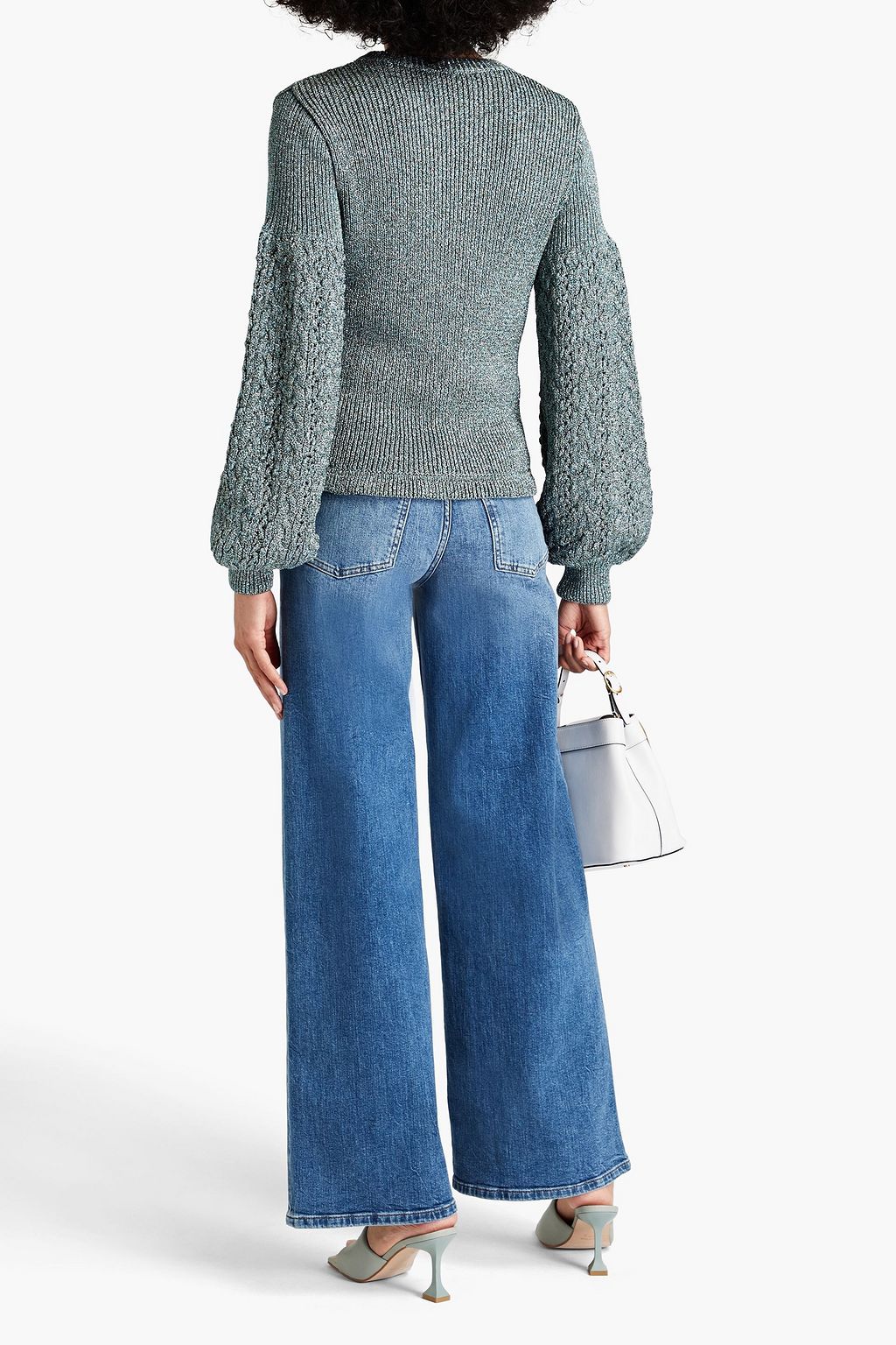 VALENTINO GARAVANI 메탈릭 케이블 니트 스웨터