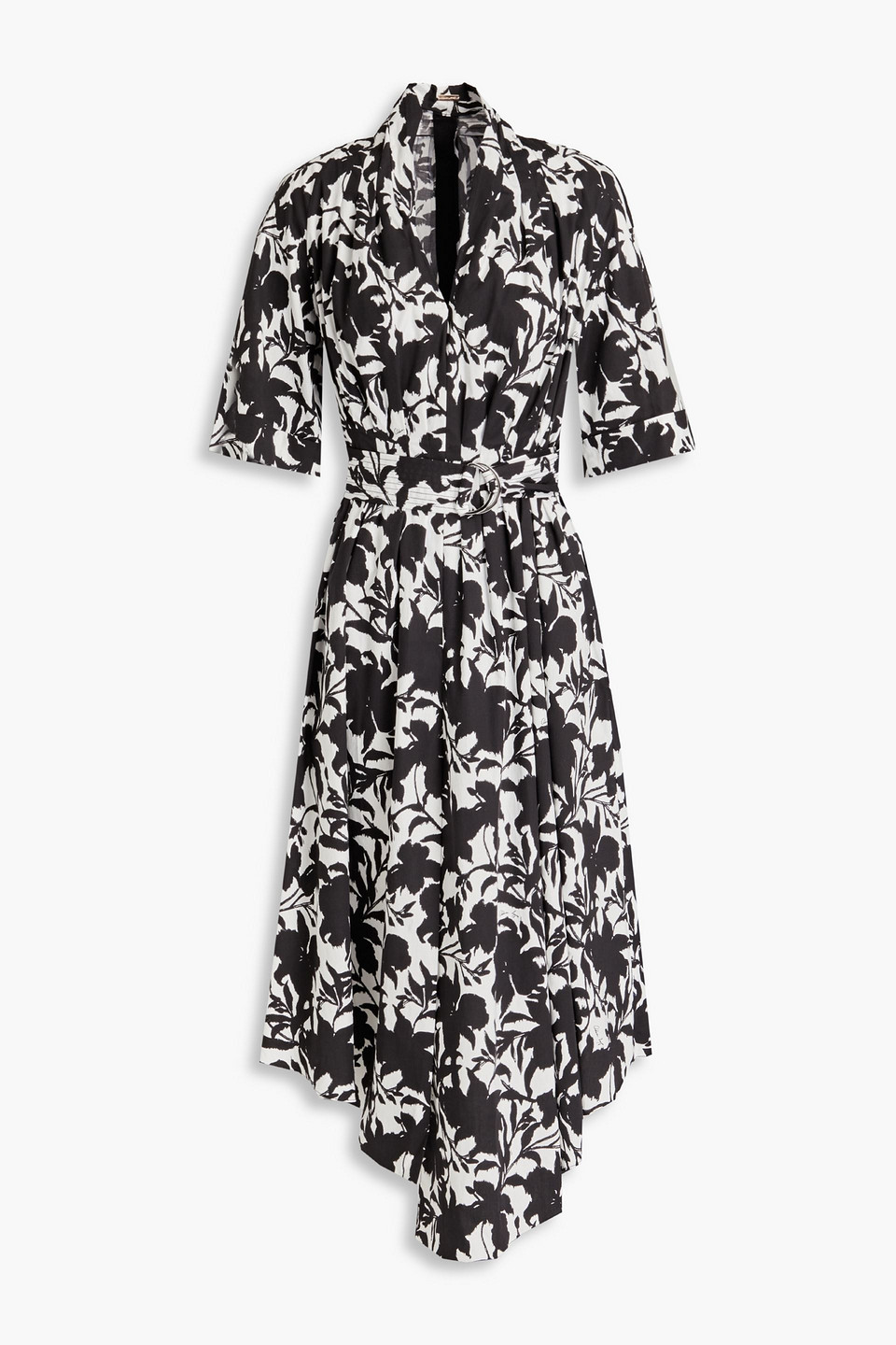 Adam Lippes Asymmetric printed cotton-blend poplin midi dress