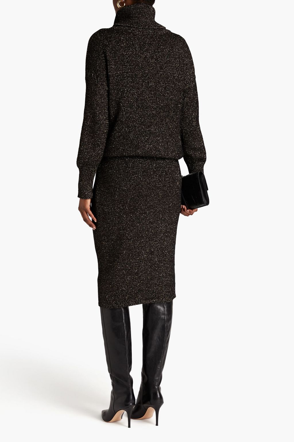 ADAM LIPPES Metallic cotton-blend turtleneck sweater