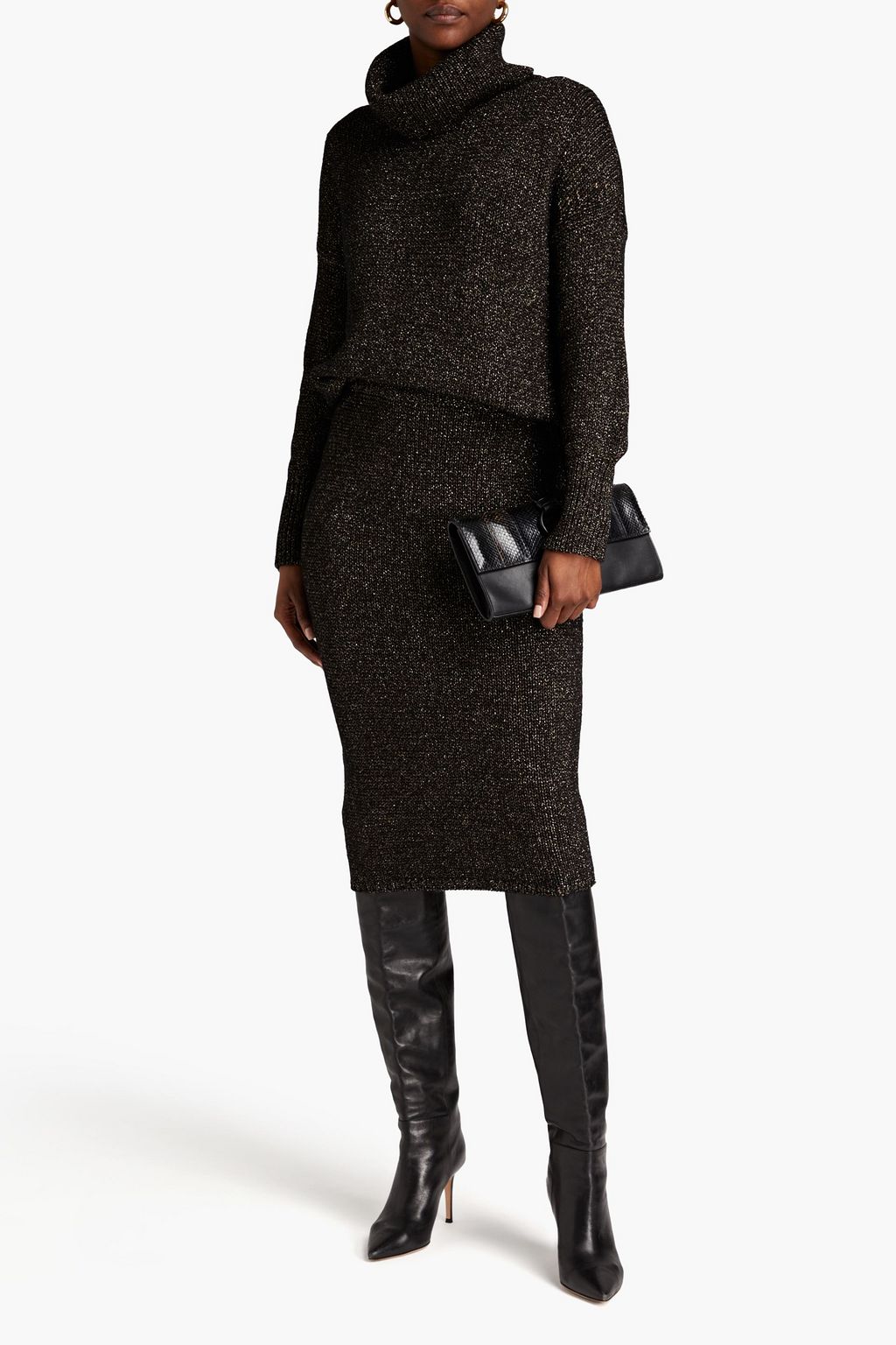 ADAM LIPPES Metallic cotton-blend turtleneck sweater