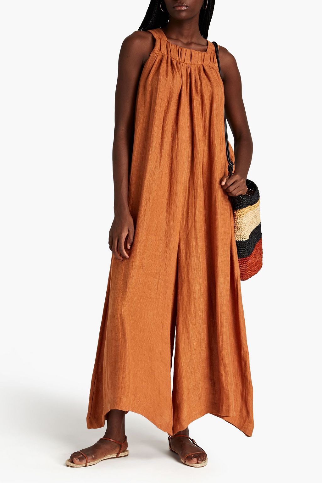 MISSING YOU ALREADY Gathered linen-gauze jumpsuit