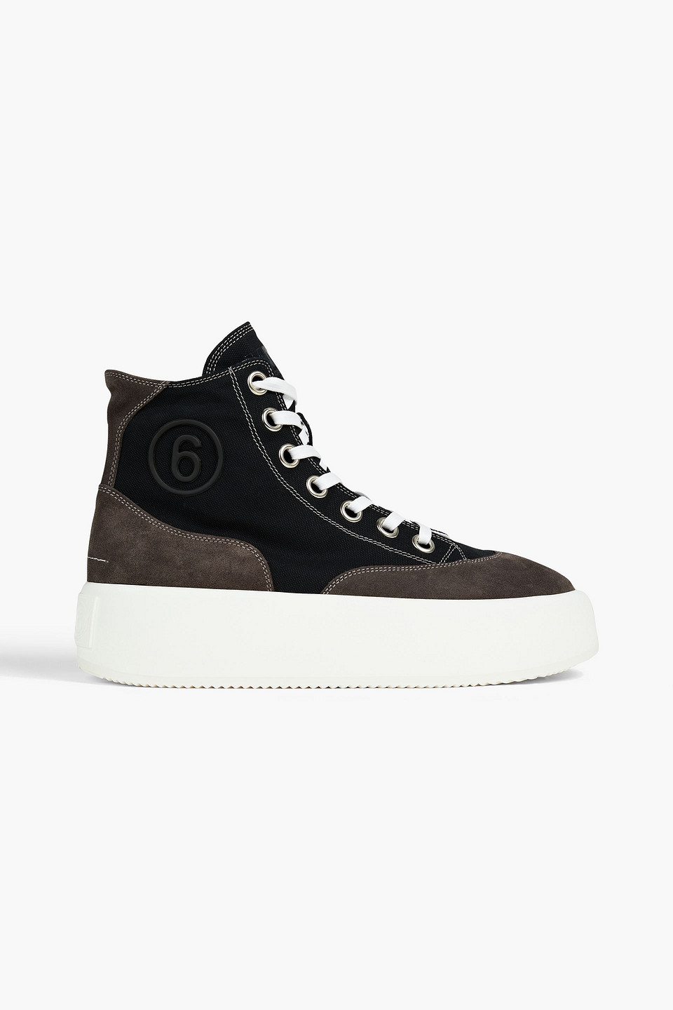 Mm6 Maison Margiela Suede And Canvas Platform High-top Trainers In Black