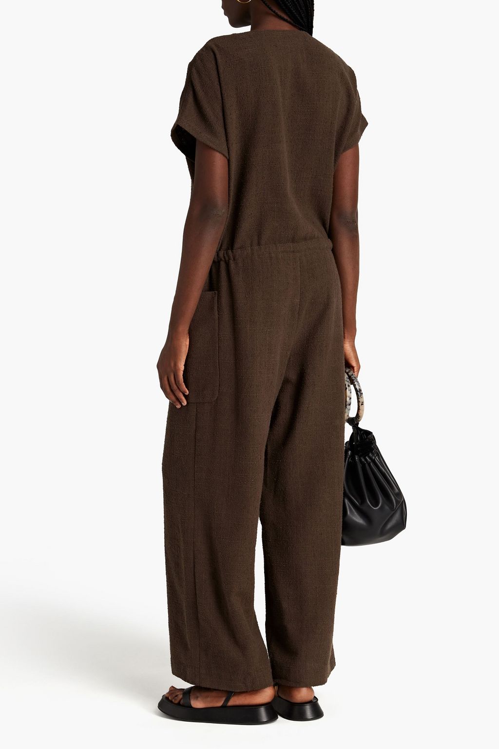 MISSING YOU ALREADY Cropped slub cotton-blend crepe jumpsuit