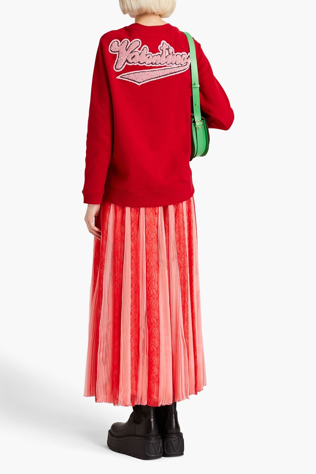 VALENTINO GARAVANI Embellished French cotton-blend terry sweatshirt