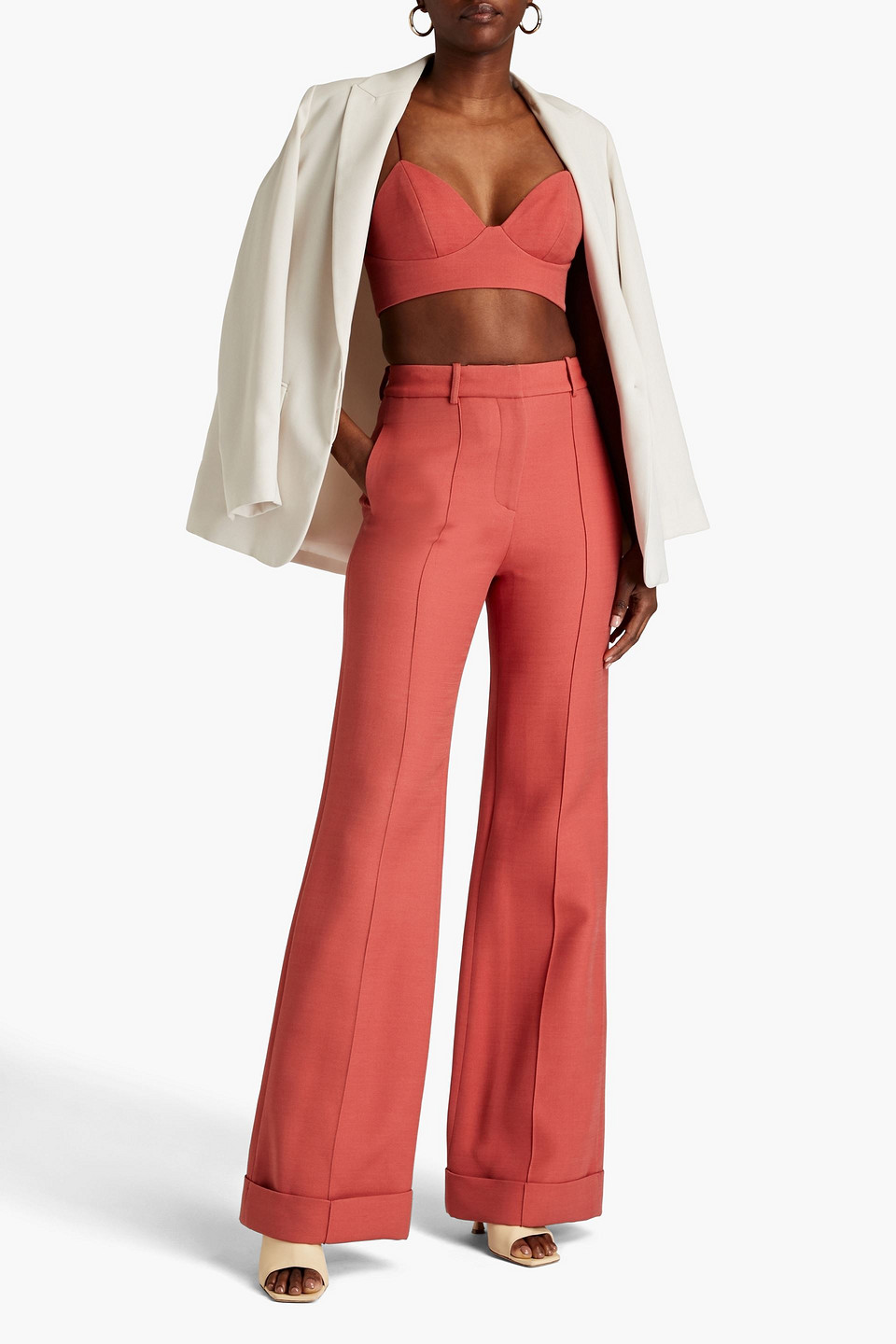  Adam Lippes - Wool And Silk-blend Canvas Bra Top - Orange - Us 8 