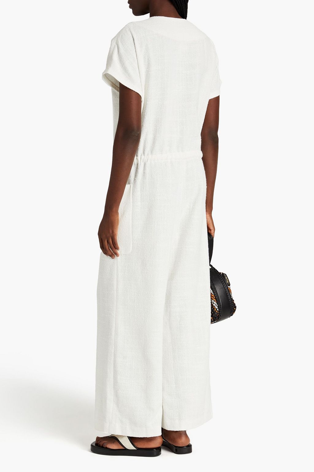 MISSING YOU ALREADY Cropped slub cotton-blend crepe jumpsuit