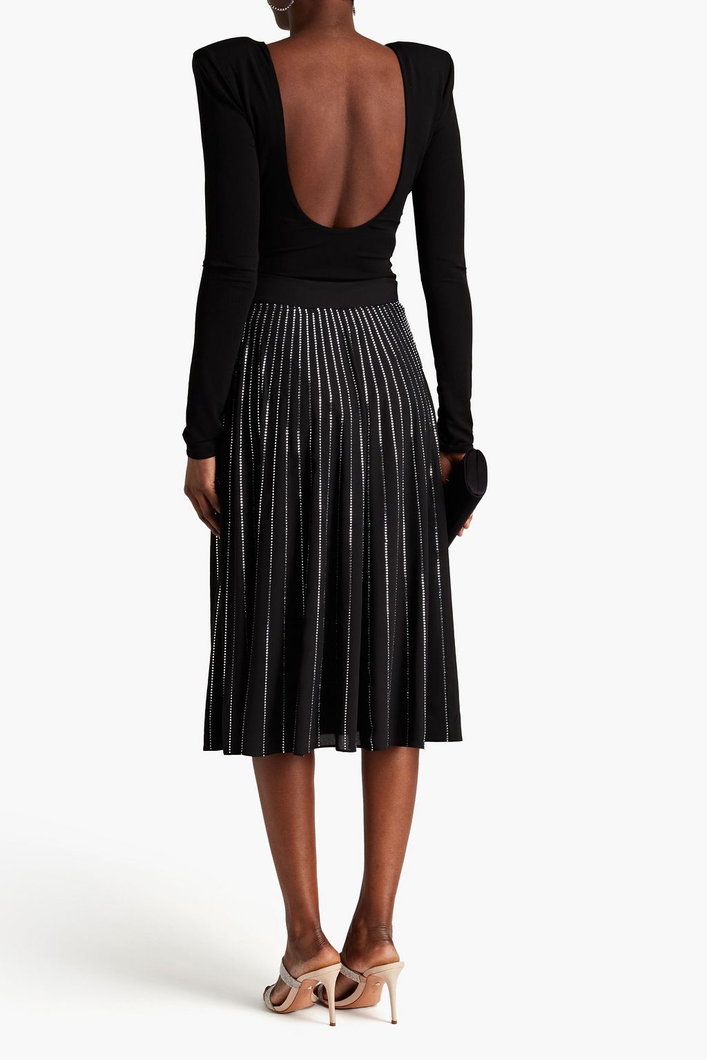 ALEXANDRE VAUTHIER Crystal-embellished georgette midi skirt