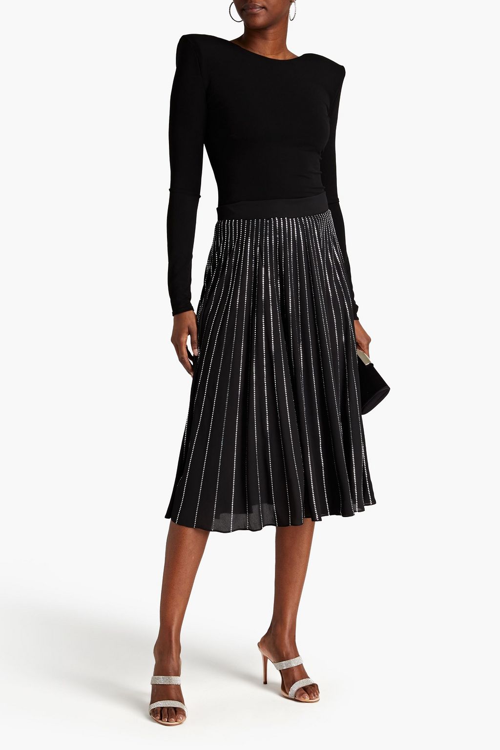 ALEXANDRE VAUTHIER Crystal-embellished georgette midi skirt