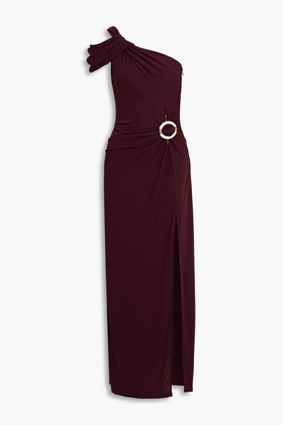 Nicholas Cory One-shoulder Embellished Crepe Gown In Grape