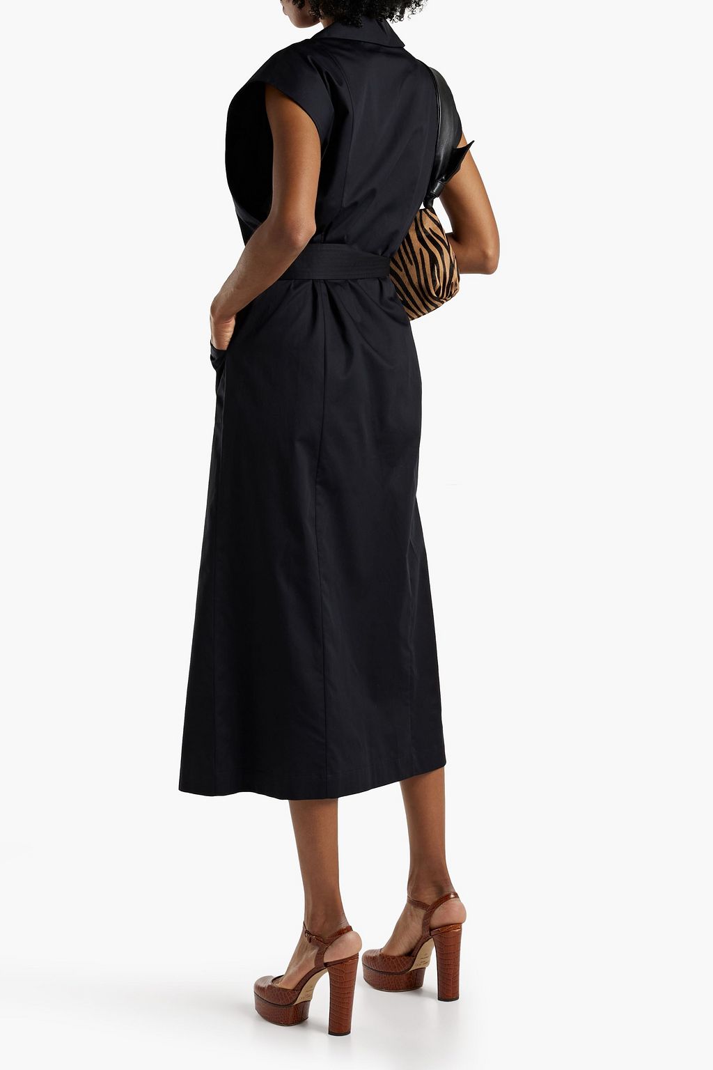 ADAM LIPPES Belted cotton-poplin midi shirt dress