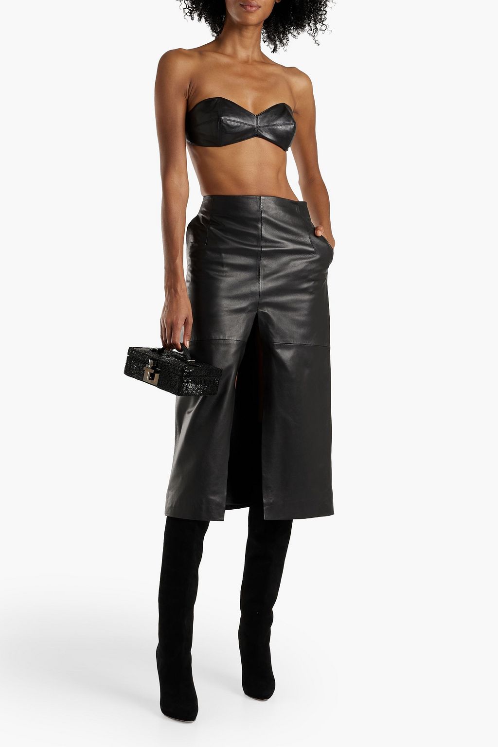 MICHAEL KORS COLLECTION توب على شكل حمالة صدر من الجلد