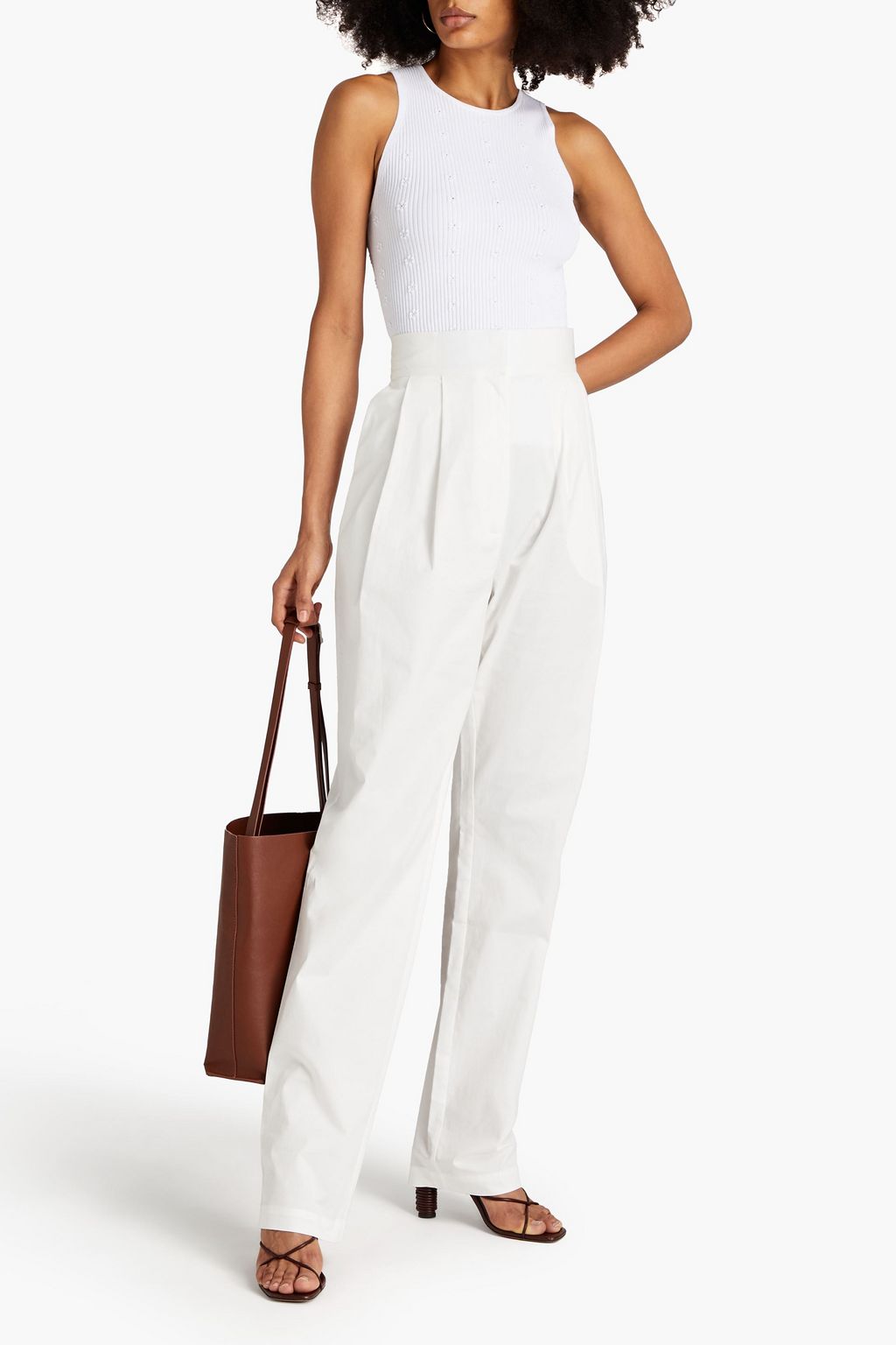 TOVE Pleated cotton-blend twill tapered pants