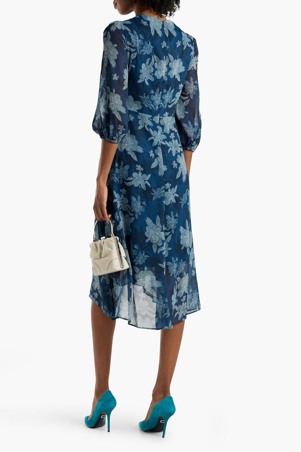 DKNY Wrap-effect floral-print crepon dress