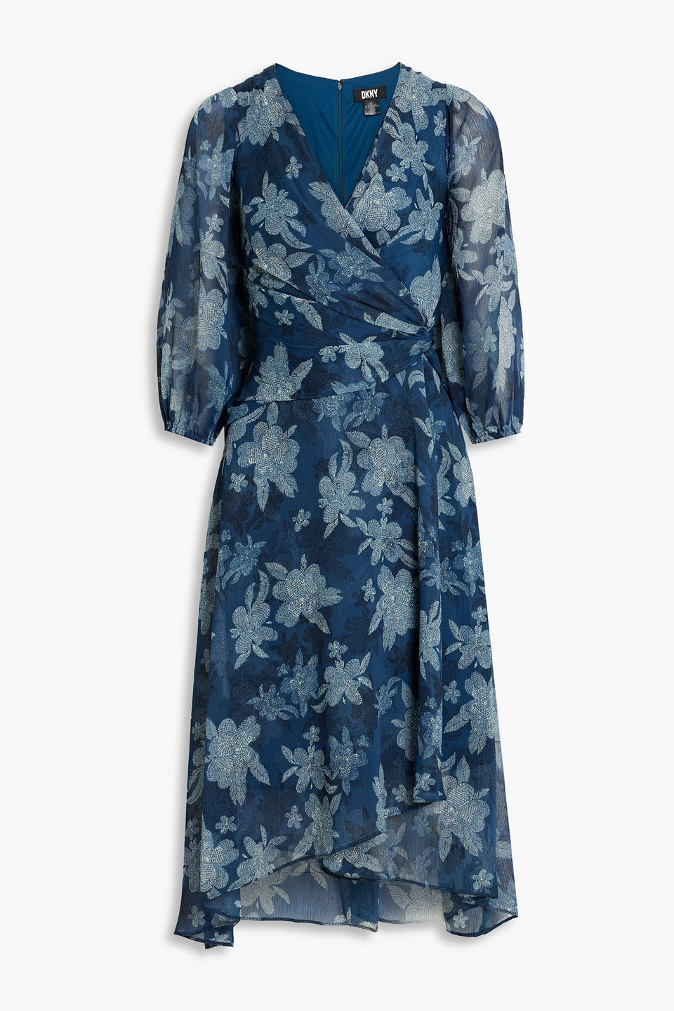 Wrap-effect floral-print crepon dress