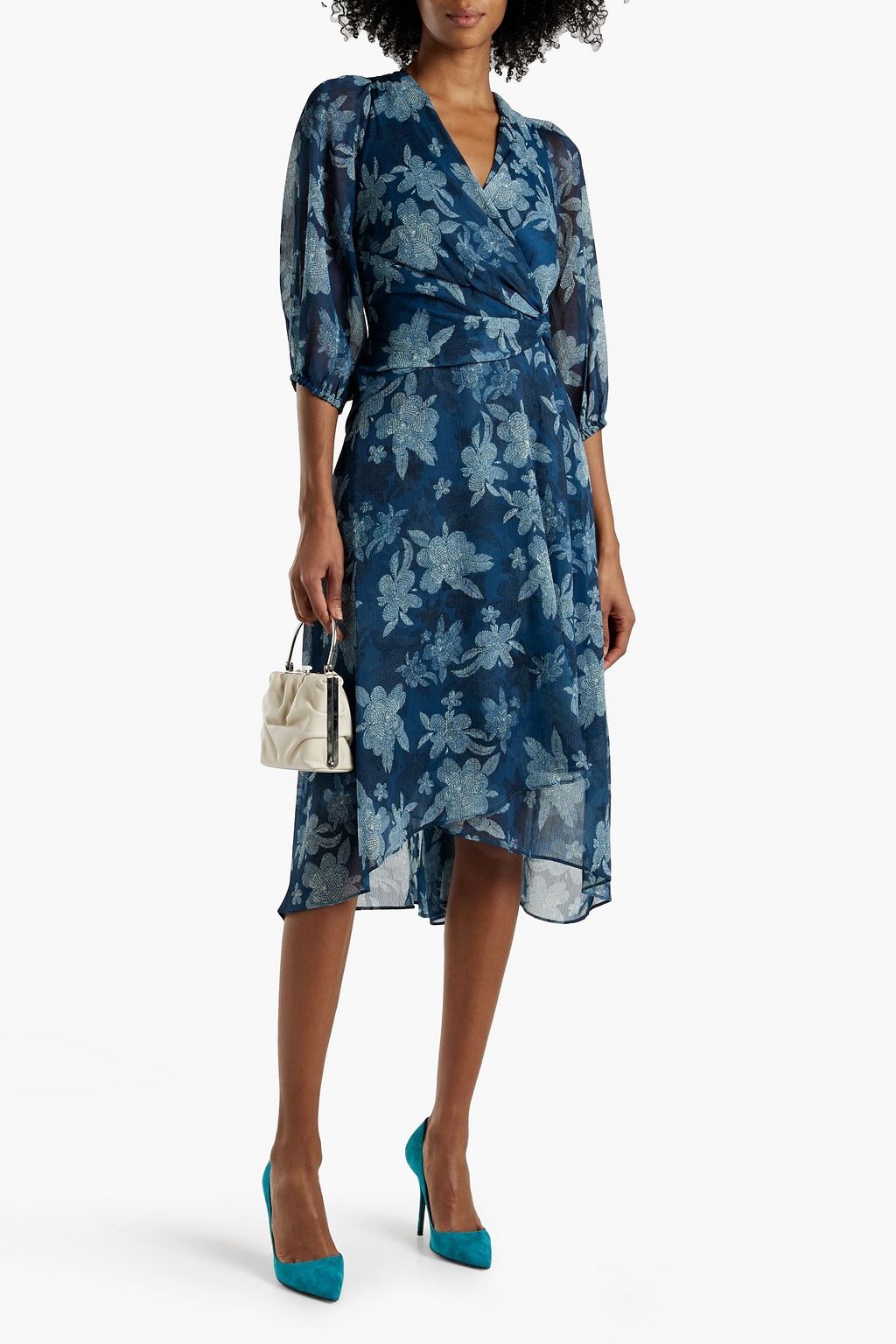 DKNY Wrap-effect floral-print crepon dress