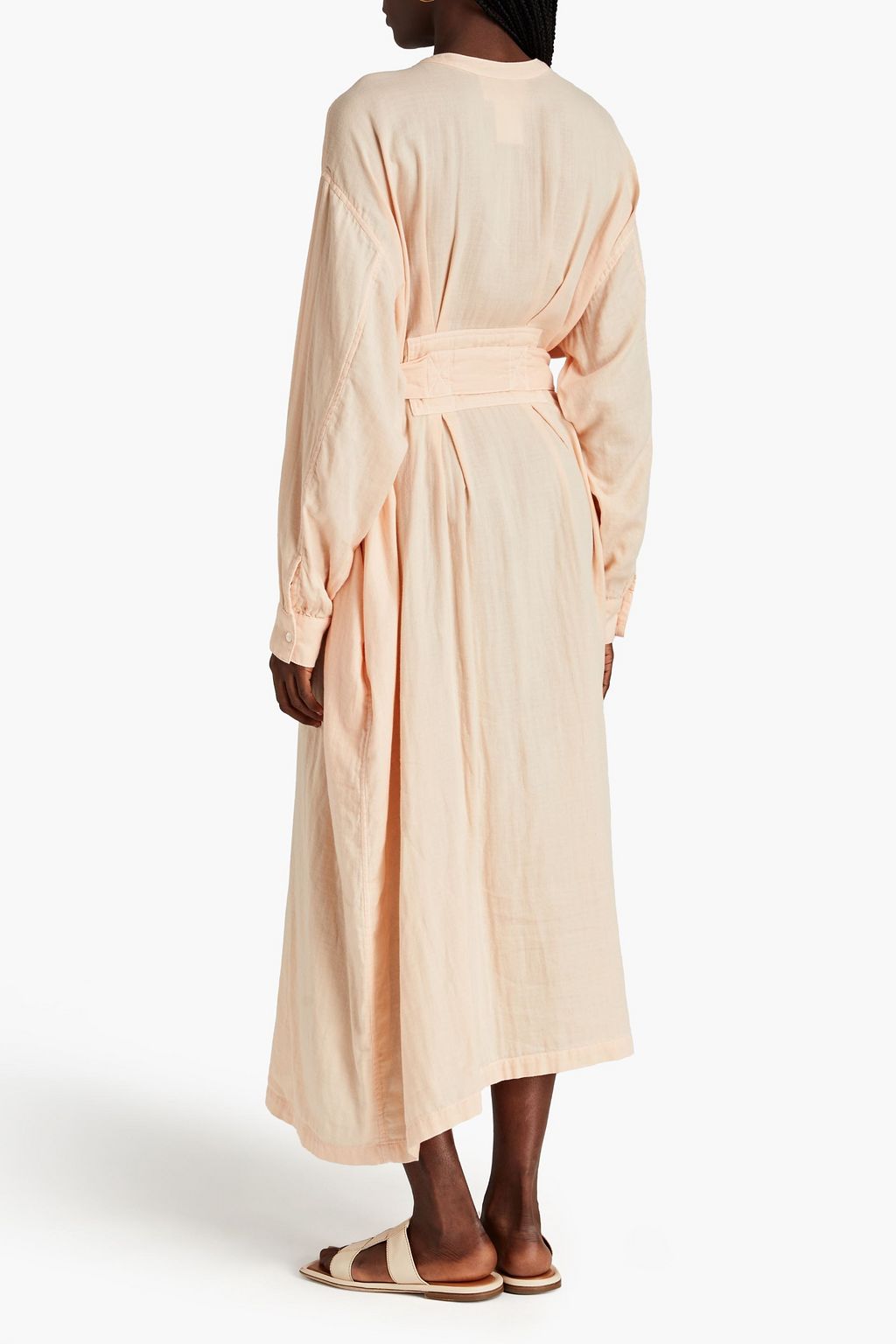 MISSING YOU ALREADY Slub cotton-blend midi shirt dress