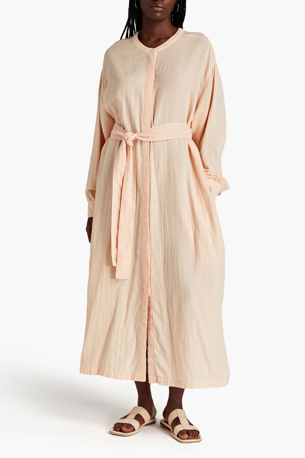 MISSING YOU ALREADY Slub cotton-blend midi shirt dress