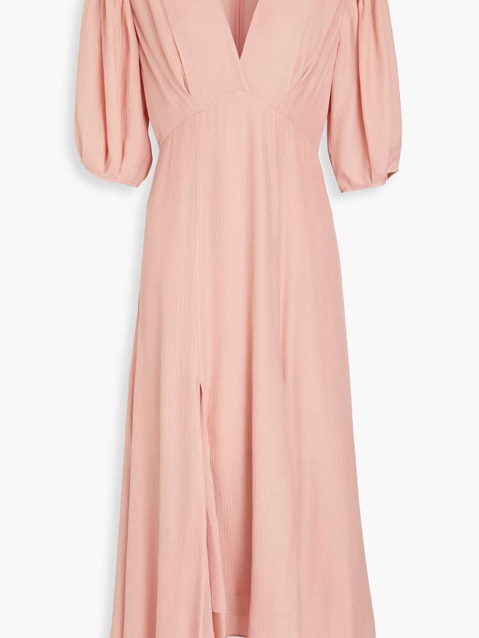 riven pleated silk-crepon midi dress