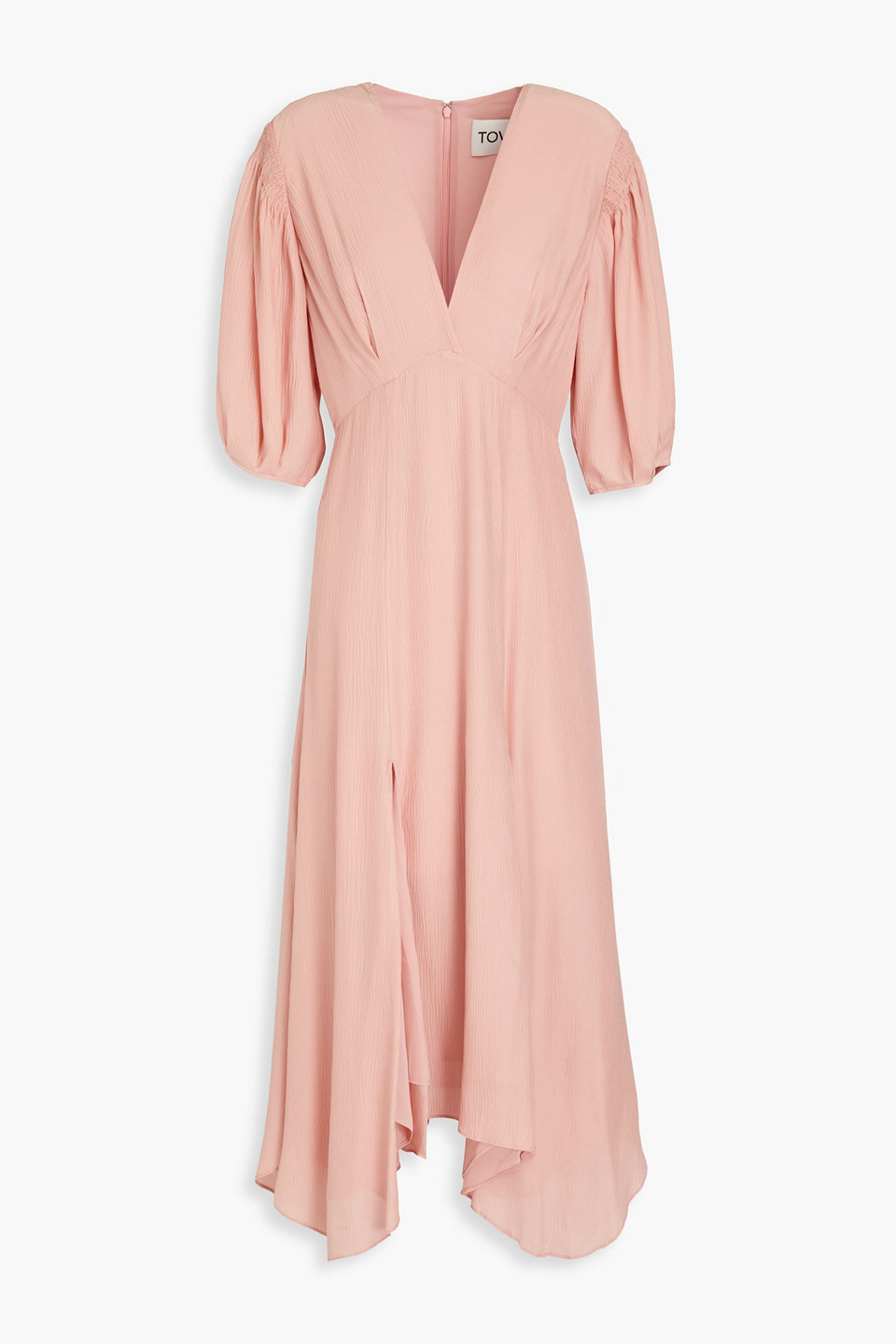 Tove Riven Pleated Silk-crepon Midi Dress In Blush