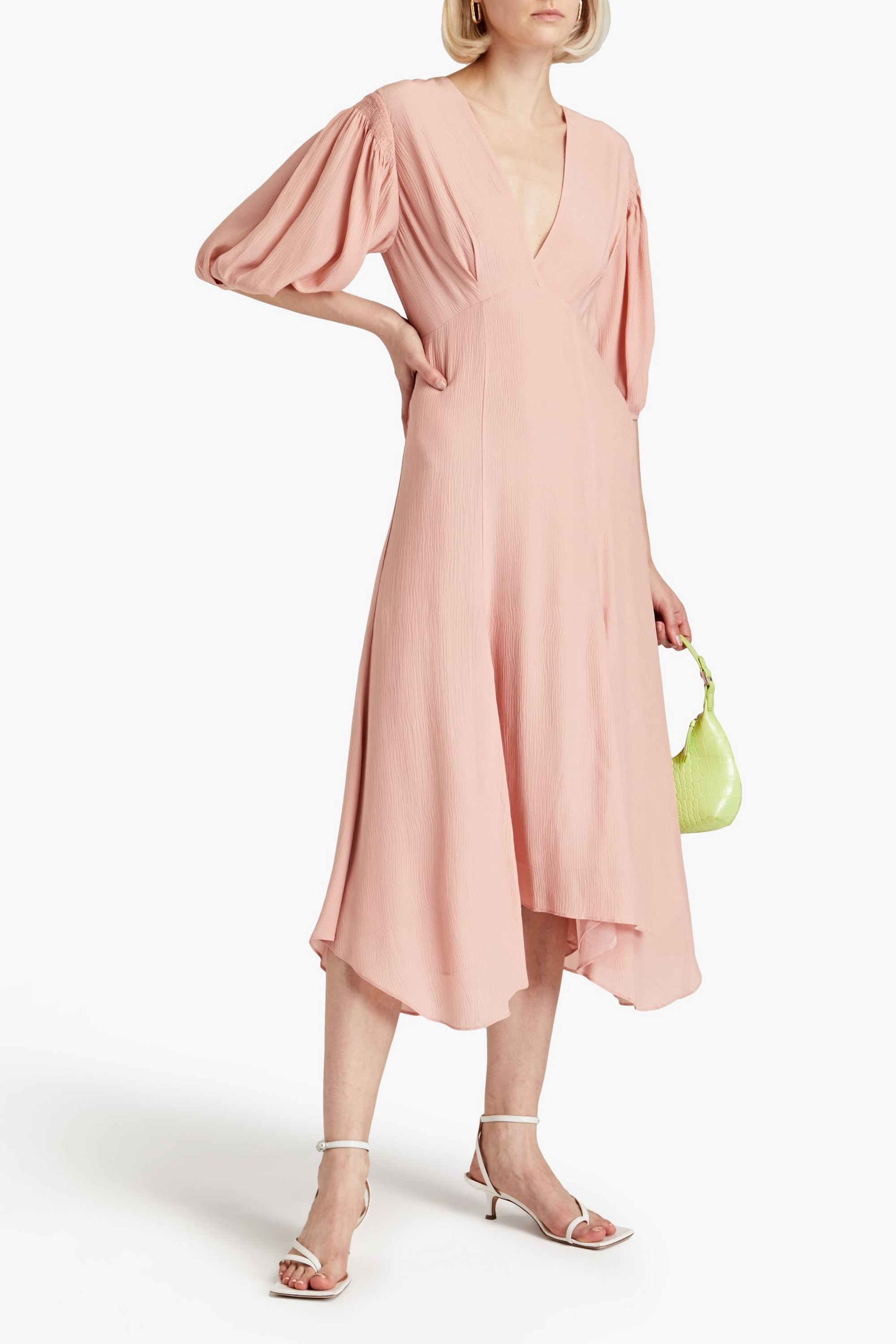 TOVE Riven pleated silk-crepon midi dress