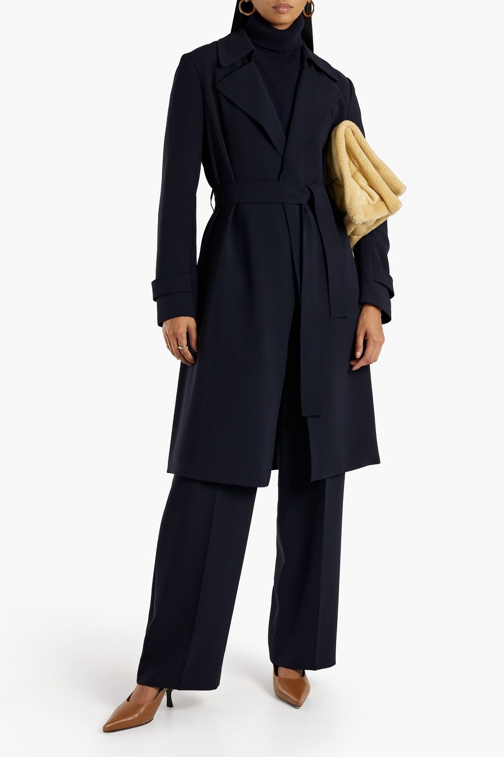 THEORY Belted crepe trench coat