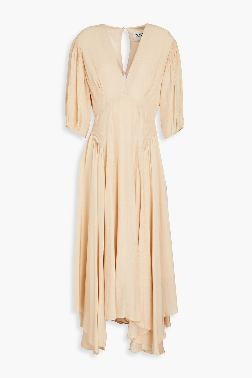 Tove Veda Pleated Silk-crepon Midi Dress In Beige