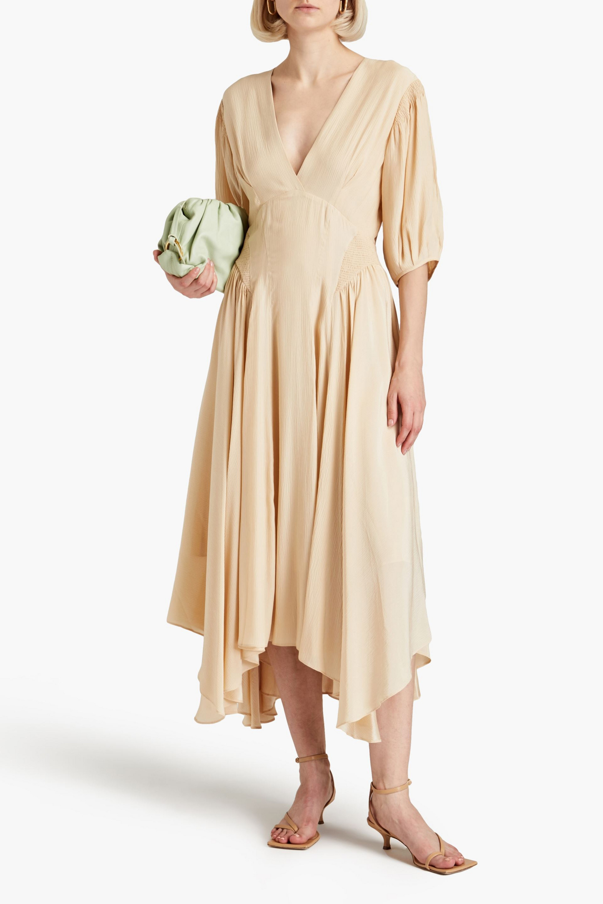 TOVE Veda pleated silk-crepon midi dress
