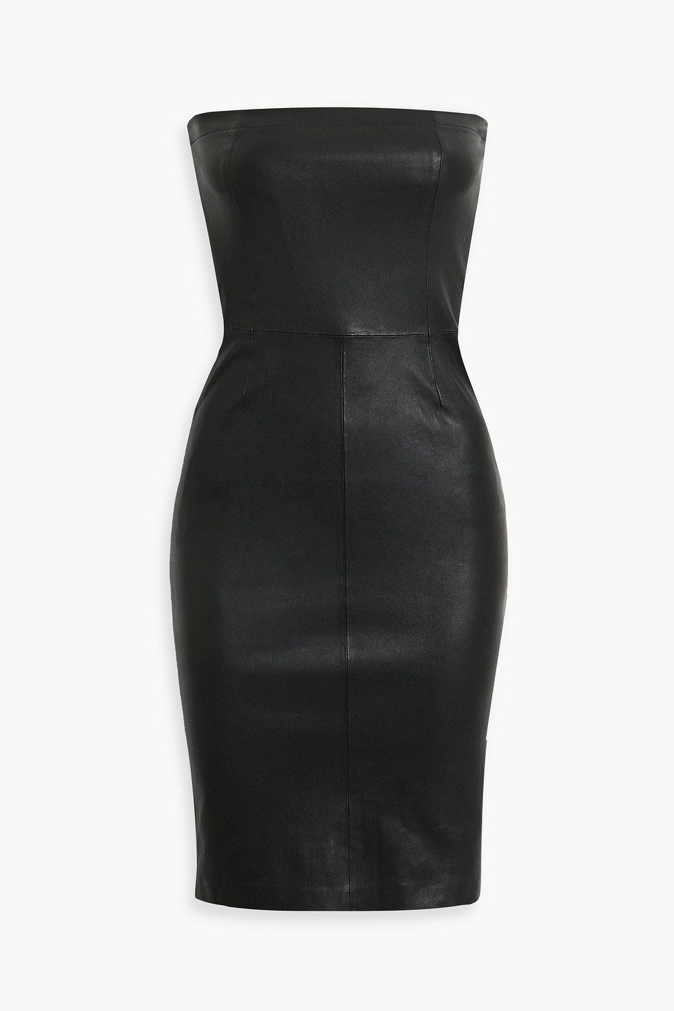 Walter Baker Alexis Strapless Leather Mini Dress In Black