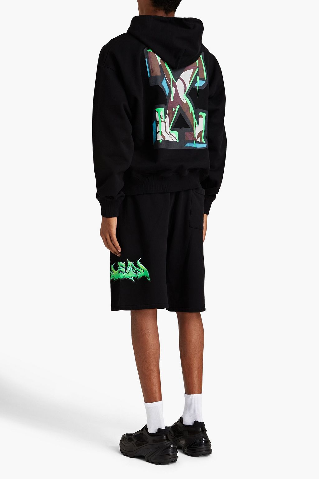 OFF-WHITE™ Embroidered printed French cotton-terry hoodie