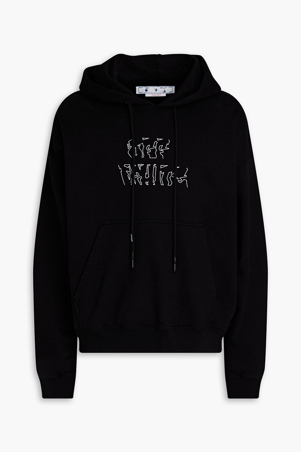 Embroidered printed French cotton-terry hoodie