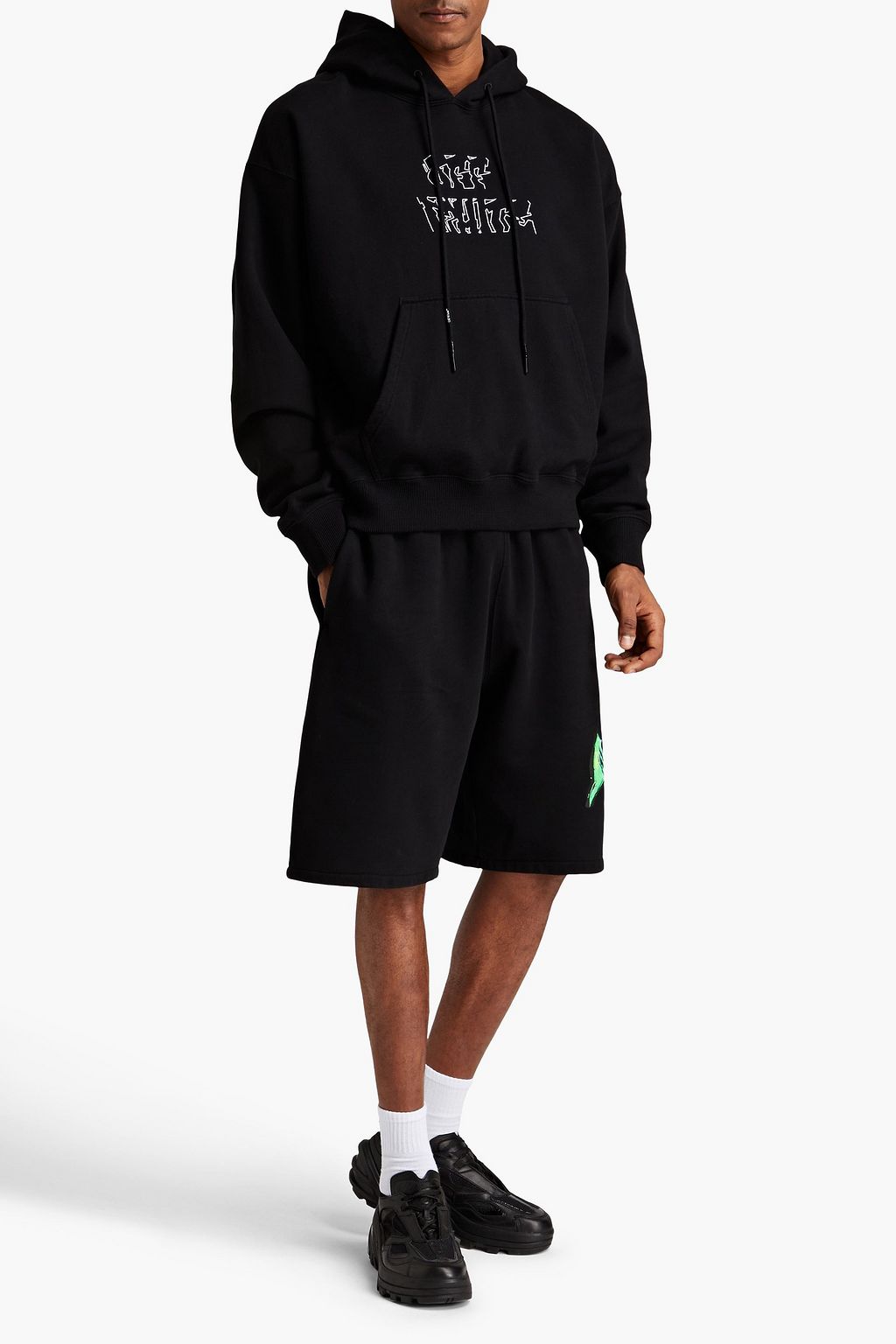 OFF-WHITE™ Embroidered printed French cotton-terry hoodie