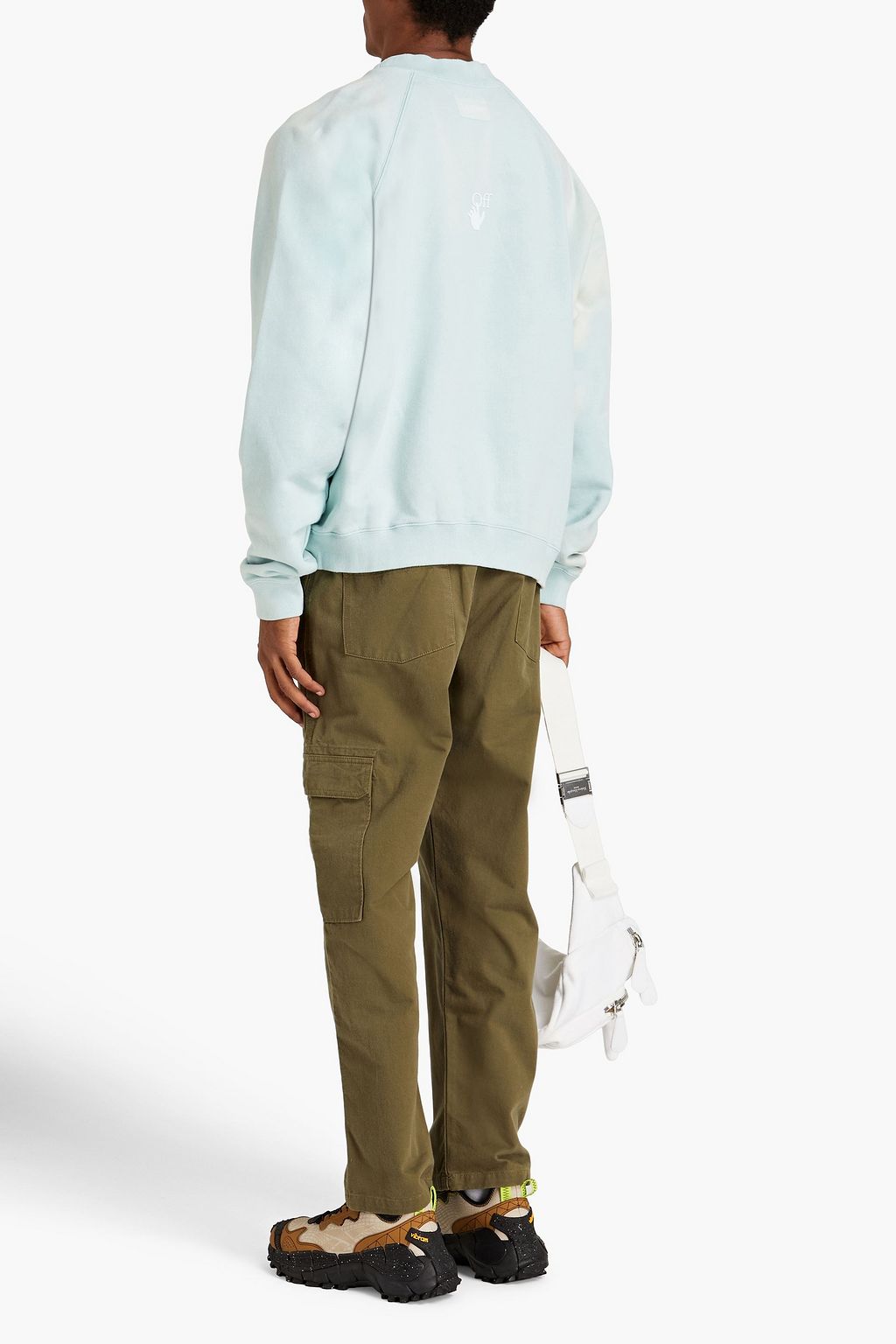 OFF-WHITE™ Sweatshirt aus Baumwollfleece mit Batikmuster und Applikationen