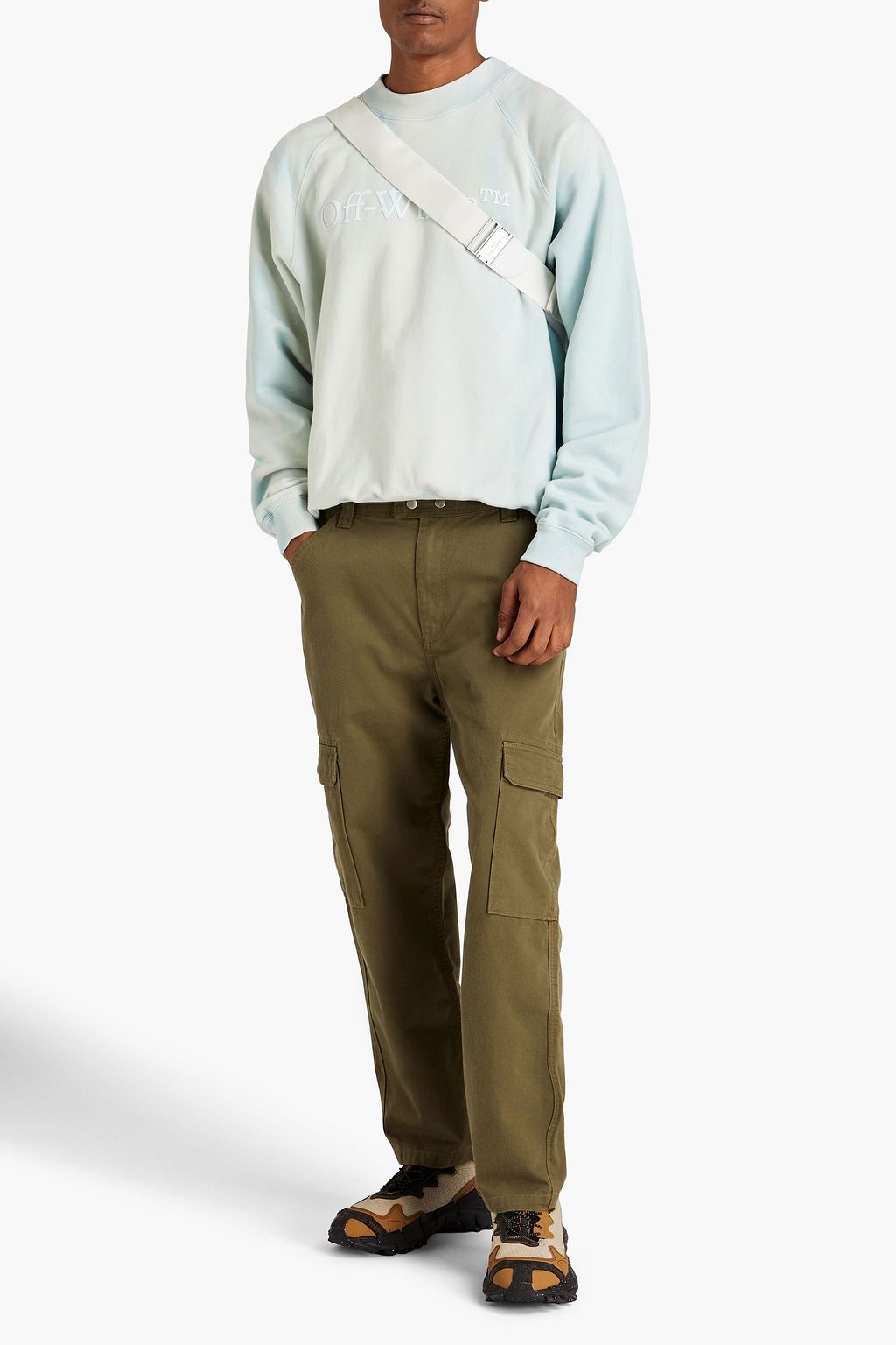 OFF-WHITE™ Sweatshirt aus Baumwollfleece mit Batikmuster und Applikationen
