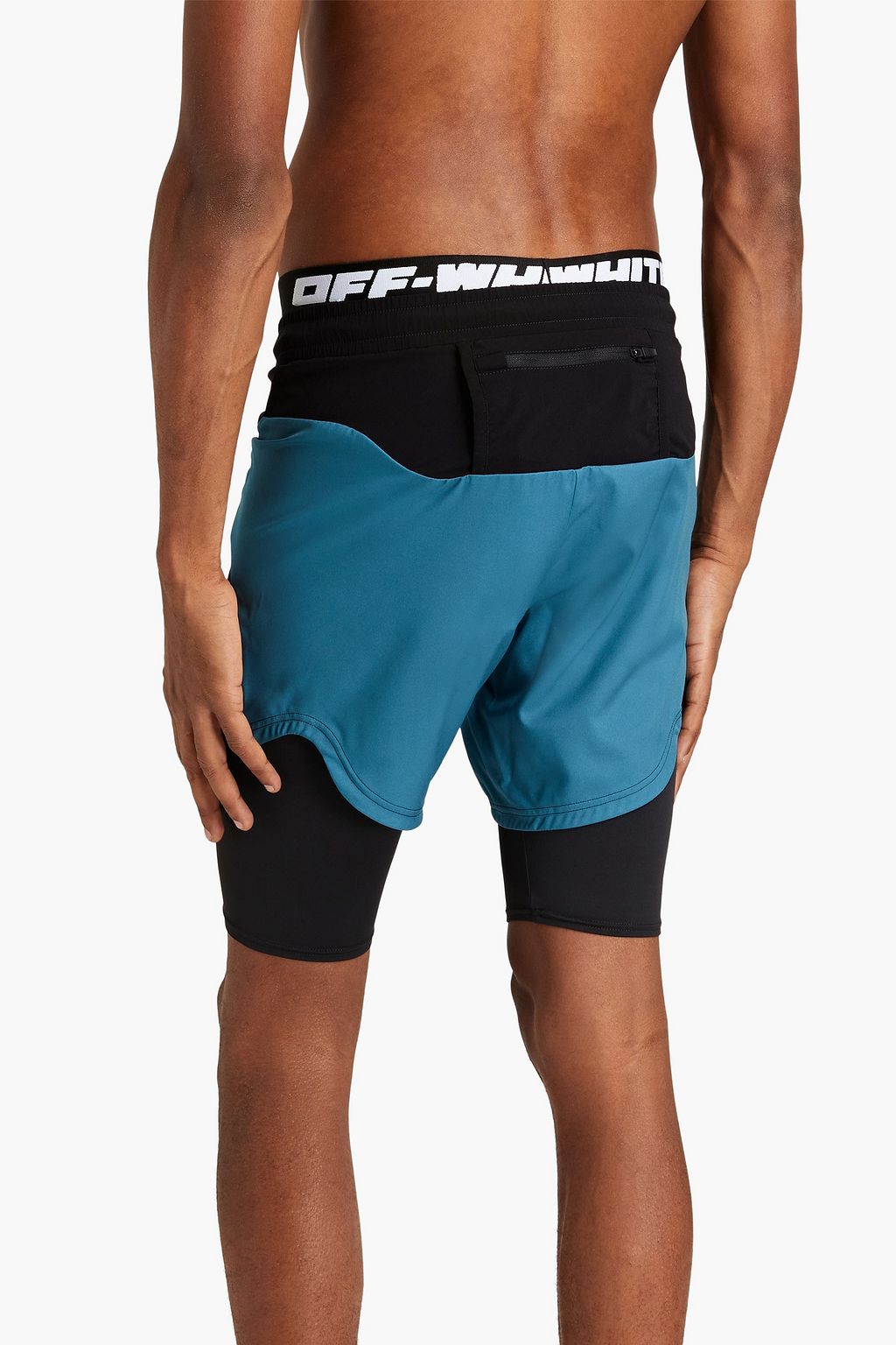 OFF-WHITE™ Printed shell-paneled stretch-jersey shorts